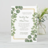 Invitation Sage Green Eucalyptus Leaves Gold Frame Wedding (Debout devant)