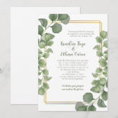 Invitation Sage Green Eucalyptus Leaves Gold Frame Wedding (Devant / Derrière)