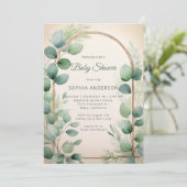 Invitation Sage Green Eucalyptus Neutral Baby Shower (Debout devant)