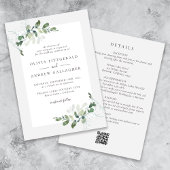 Invitation Sage Green Eucalyptus QR Code tout en un Mariage