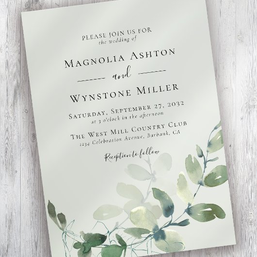 Invitation Sage Green Eucalyptus Wedding