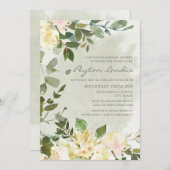 Invitation Sage Green Eucalyptus White Floral Fête des mariée (Devant / Derrière)