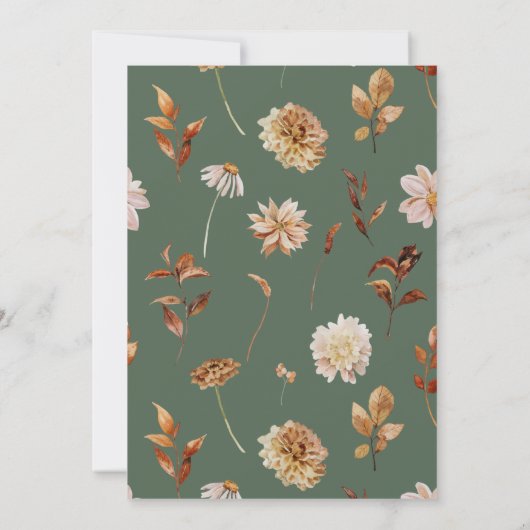 Invitation Sage Green Fall Terracotta Monogramme Mariage de c (Dos)