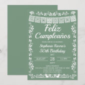 Invitation Sage Green Feliz Cumpleaños 50e Anniversaire (Devant / Derrière)