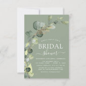 Invitation Sage Green Fête des mariées QR Code Photo Eucalypt (Devant)