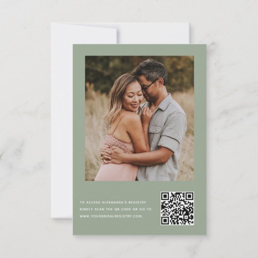 Invitation Sage Green Fête des mariées QR Code Photo Eucalypt (Dos)