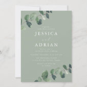 Invitation Sage & Green Feuille Mariage moderne (Devant)