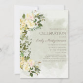 Invitation Sage Green Feuilles Blanc Floral Nurse School Grad (Devant)