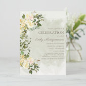Invitation Sage Green Feuilles Blanc Floral Nurse School Grad (Debout devant)