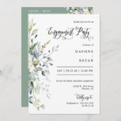 Invitation Sage Green Feuilles de l'engagement Parti QR Code (Devant / Derrière)