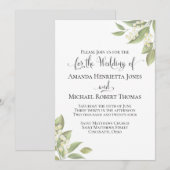 Invitation Sage Green Feuilles Élégant Foliage Floral (Devant / Derrière)