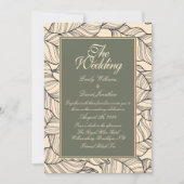 Invitation Sage Green Feuilles Line Art (Devant)