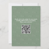 Invitation Sage Green Feuilles Monogramme QR Code Mariage (Dos)