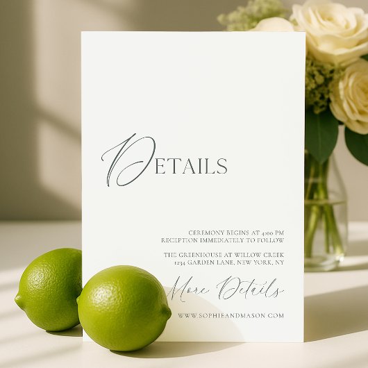Invitation Sage Green Fine Art Marble Wedding Details Card