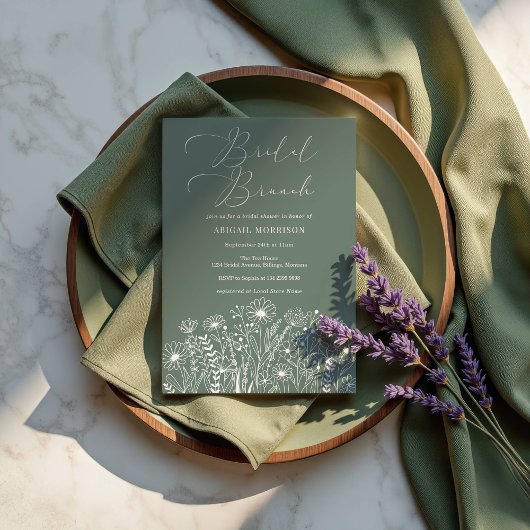 Invitation Sage Green Fleur sauvage Boho Bridal Brunch Douche