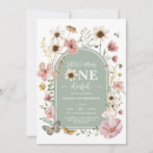 Invitation Sage Green Fleur sauvage Miss Onederful 1er annive (Devant)