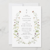 Invitation Sage Green Fleur sauvage Rustic Boho Mariage monog (Devant)