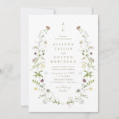 Invitation Sage Green Fleur sauvage Rustic Boho Mariage monog (Devant)