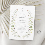 Invitation Sage Green Fleur sauvage Rustic Boho Mariage monog<br><div class="desc">Elégante délicate aquarelle fleur sauvage couronne les détails de votre événement, avec un couple monogramme en haut. Palettes pastel de jaune tendre, blanc cassé, vert sauge, rose poussiéreux, rose roux, bordeaux, et verdure botanique, simple et romantique. Grandes invitations à des mariages fleuris pour mariage moderne rustique, mariage de jardin de...</div>