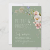 Invitation Sage Green Fleurs sauvages pétales et poursuites (Devant)