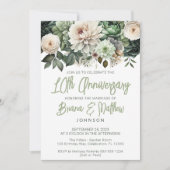 Invitation Sage Green Floral 10e anniversaire de Mariage (Devant)
