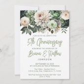 Invitation Sage Green Floral 5e anniversaire Mariage (Devant)
