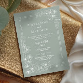 Invitation Sage Green Floral All in One Wedding