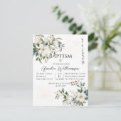 Invitation Sage Green Floral Baptême (Debout devant)