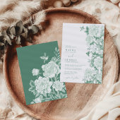 Invitation Sage Green Floral Birds Chinoiserie Jardin Mariage