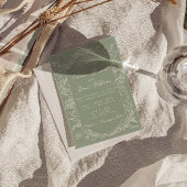 Invitation  Sage Green Floral Boho Botanical QR Code Wedding