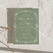Invitation Sage Green Floral Boho Botanical QR Code Wedding
