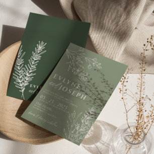 Invitation Sage Green Floral Boho Botanique Moderne Mariage