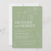 Invitation Sage Green Floral Boho Botanique Simple Mariage (Dos)