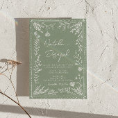 Invitation Sage Green Floral Botanical Boho QR Code Wedding