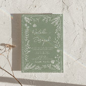 Invitation Sage Green Floral Botanical QR Code Photo  Wedding