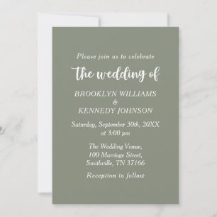 Invitation Sage Green Floral Botanique Mariage Nom du couple