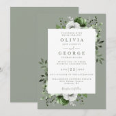 Invitation Sage Green Floral Botanique Moderne Mariage (Devant / Derrière)