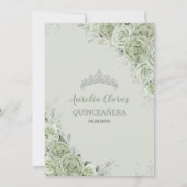 Invitation Sage Green Floral Brown fille Argent 15 Quinceañer (Dos)