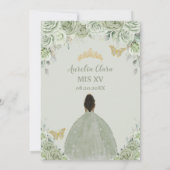 Invitation Sage Green Floral Brown Princesse Or Quinceañera (Dos)