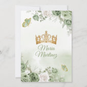 Invitation Sage Green Floral Butterfly Princess Mis Quince (Dos)