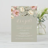 Invitation Sage Green Floral C'est un Baby shower de fille (Debout devant)