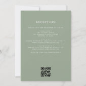 Invitation Sage Green Floral Crest Monogramme Mariage QR Code (Dos)