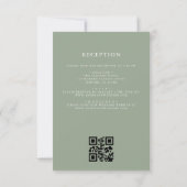 Invitation Sage Green Floral Crest Monogramme Mariage QR Code (Dos)