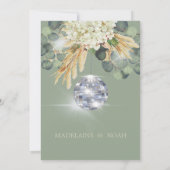 Invitation Sage Green Floral Disco Ball Mariage Répétition (Dos)