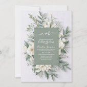 Invitation Sage Green Floral Élégant Mariage rustique (Devant)
