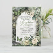 Invitation Sage Green Floral Enchanted Forest Quinceanera (Debout devant)