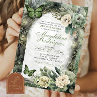 Sage Green Floral Enchanted Forest Quinceanera