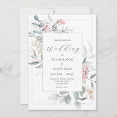 Invitation Sage Green Floral Mariage moderne (Devant)