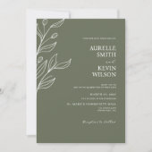 Invitation Sage Green Floral Modern Minimalist Wedding (Devant)