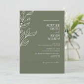 Invitation Sage Green Floral Modern Minimalist Wedding (Debout devant)